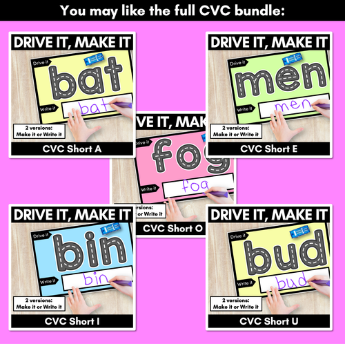 Resource preview 4 for CVC SHORT A WORDS - Drive It Make It - Kindergarten Phonics Activity