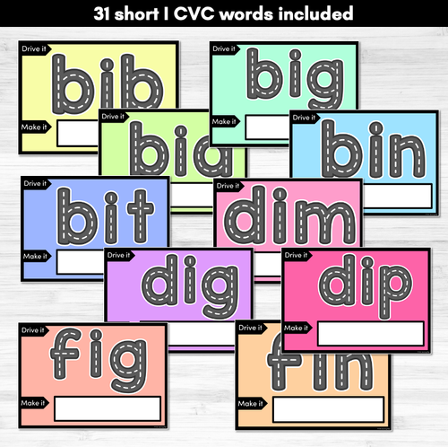 Resource preview 3 for CVC SHORT I WORDS - Drive It Make It - Kindergarten Phonics Activity