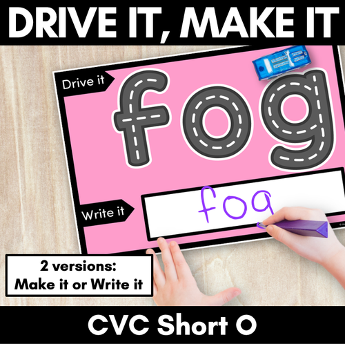 Resource preview 1 for CVC SHORT O WORDS - Drive It Make It - Kindergarten Phonics Activity