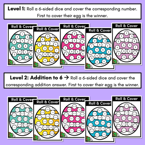 Resource preview 2 for Easter-themed Activities - Differentiated Numbers to 12 Game - Roll and Cover