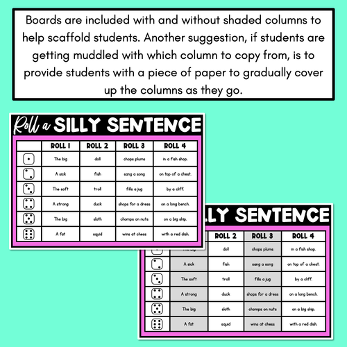 Resource preview 4 for Decodable Sentences with Consonant Digraph Words - Roll a Silly Sentence Phonics