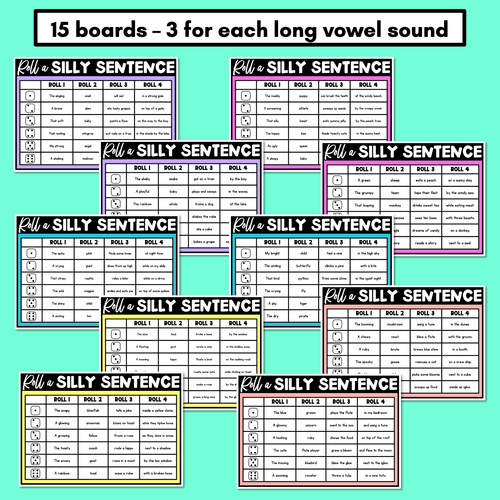 Resource preview 2 for Decodable Sentences with Long Vowel Sounds - Roll a Silly Sentence Phonics Game