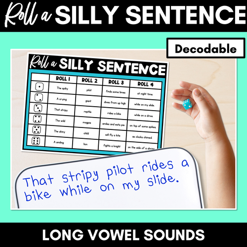 Resource preview 1 for Decodable Sentences with Long Vowel Sounds - Roll a Silly Sentence Phonics Game