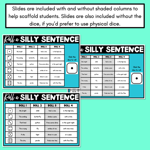 Resource preview 4 for Decodable Sentences with Long Vowel Sounds - DIGITAL Roll a Silly Sentence