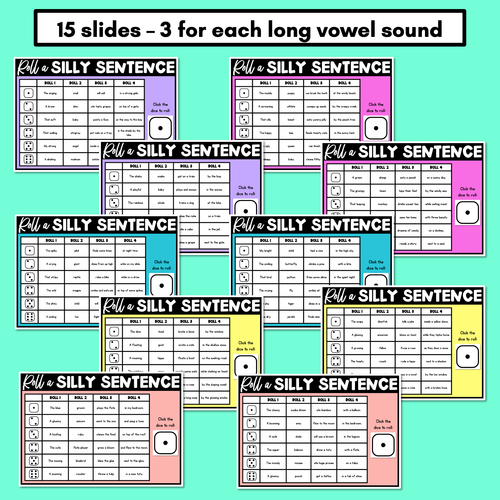 Resource preview 2 for Decodable Sentences with Long Vowel Sounds - DIGITAL Roll a Silly Sentence