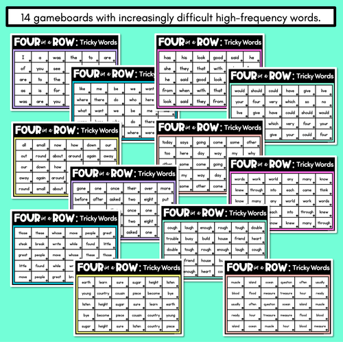 Resource preview 2 for High Frequency Word Games - Tricky Sight Words Games - Four in a Row