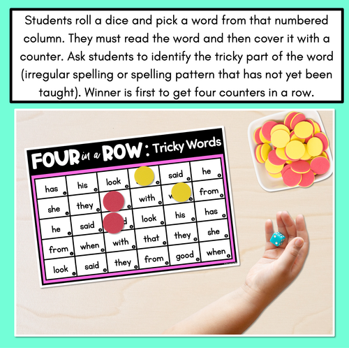 Resource preview 4 for High Frequency Word Games - Tricky Sight Words Games - Four in a Row