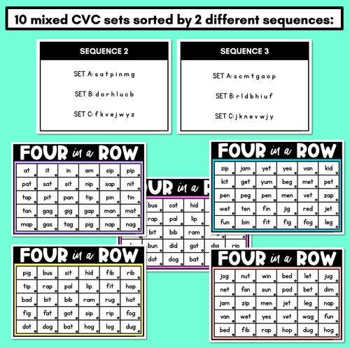 Resource preview 3 for CVC Words Phonics Game - Four in A Row Decodable Words Activity