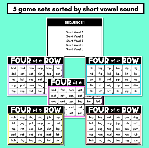 Resource preview 2 for CVC Words Phonics Game - Four in A Row Decodable Words Activity