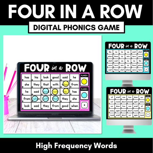 Resource preview 1 for DIGITAL High Frequency Word Games - Tricky Sight Words Games - Four in a Row