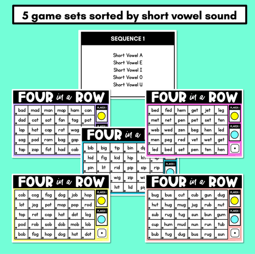 Resource preview 2 for CVC Words DIGITAL Phonics Game - Four in A Row Decodable Words PowerPoint