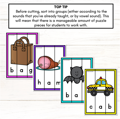 Resource preview 4 for CVC WORD JIGSAW PUZZLES - Low Prep Phonics Activity for Kindergarten