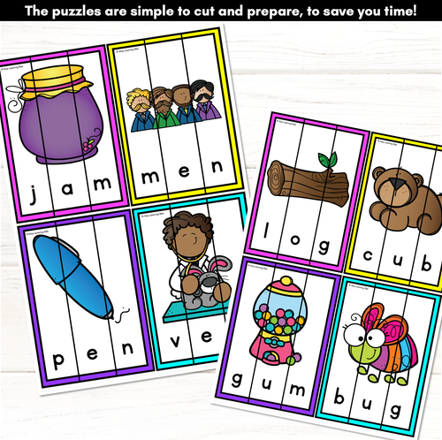 Resource preview 3 for CVC WORD JIGSAW PUZZLES - Low Prep Phonics Activity for Kindergarten