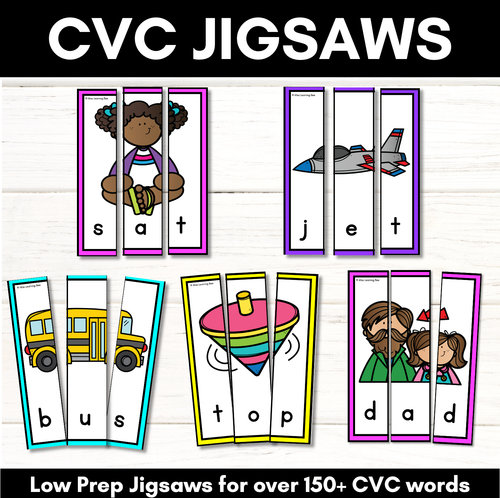 Resource preview 1 for CVC WORD JIGSAW PUZZLES - Low Prep Phonics Activity for Kindergarten