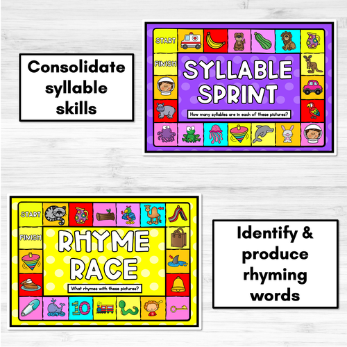 Resource preview 2 for Phonological Awareness Board Games - Rhyme & Syllable Games for Kindergarten