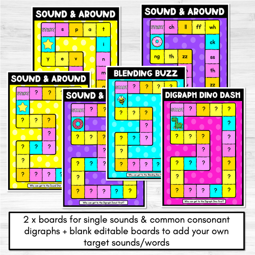 Resource preview 2 for EDITABLE Board Games for CVC Words & Consonant Digraphs - Kindergarten Phonics