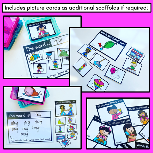 Resource preview 3 for RHYME TASK CARDS - Rhyming CVC & CVCC Words and words with consonant digraphs