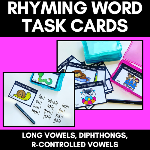 Resource preview 1 for RHYME TASK CARDS for Long Vowels, Diphthongs & R-Controlled Vowels