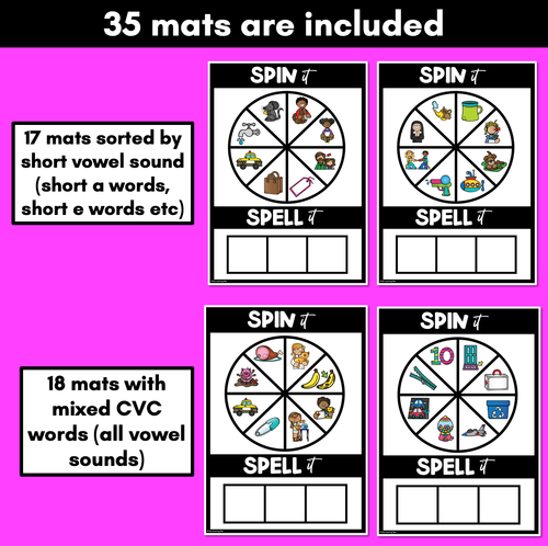 Resource preview 4 for SPIN IT SPELL IT CVC WORDS - No Prep Phonics Activities