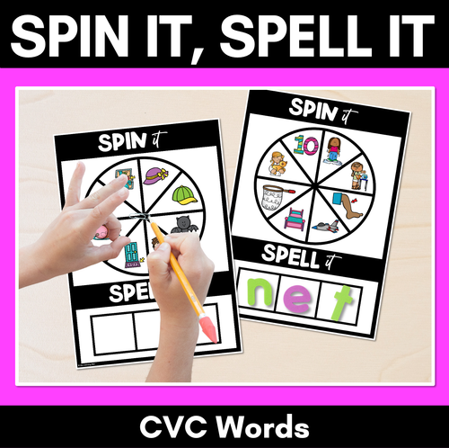 Resource preview 1 for SPIN IT SPELL IT CVC WORDS - No Prep Phonics Activities