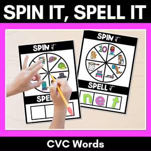 SPIN IT SPELL IT CVC WORDS - No Prep Phonics Activities