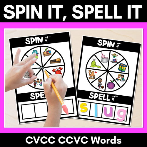 Resource preview 1 for SPIN IT SPELL IT CVCC CCVC WORDS - No Prep Phonics Activities