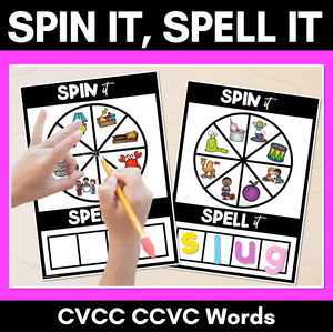 SPIN IT SPELL IT CVCC CCVC WORDS - No Prep Phonics Activities