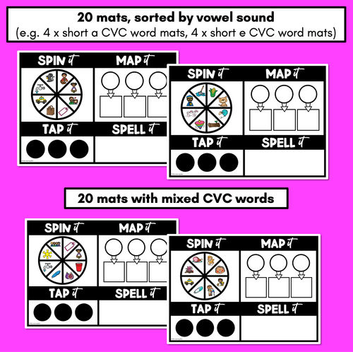 Resource preview 4 for CVC Words SPIN IT TAP IT MAP IT SPELL IT - CVC Word Mapping Mats - No Prep