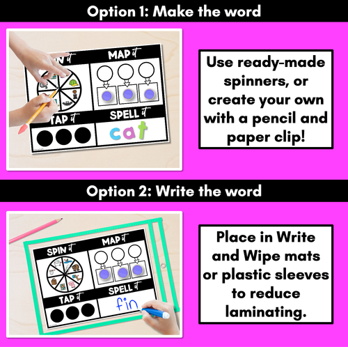 Resource preview 2 for CVC Words SPIN IT TAP IT MAP IT SPELL IT - CVC Word Mapping Mats - No Prep