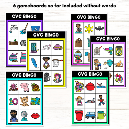 Resource preview 3 for CVC WORD BINGO - Decodable CVC Words - Kindergarten Phonics Literacy Center