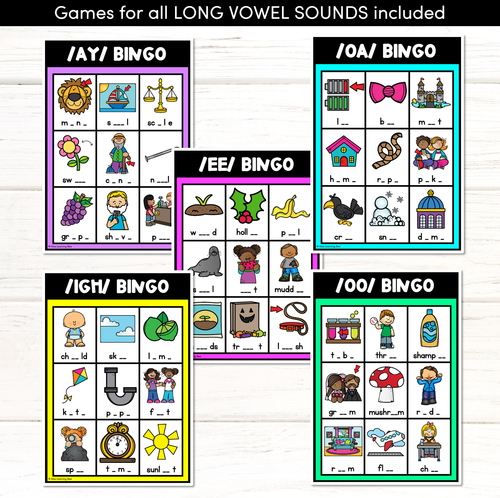 Resource preview 2 for LONG VOWEL WORDS BINGO - Vowel Teams and Long Vowel Phonemes Phonics Game