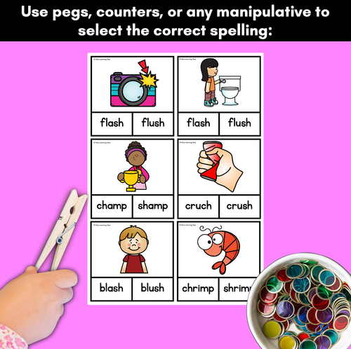 Resource preview 3 for Consonant Digraphs sh th ch wh qu ng - Phonics Clip Cards