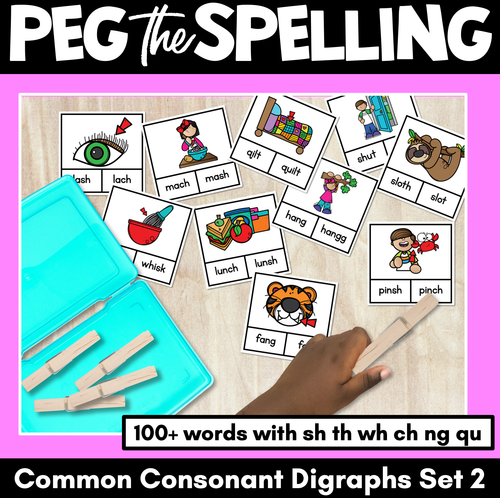 Resource preview 5 for CVC & Consonant Digraphs Clip Card Bundle