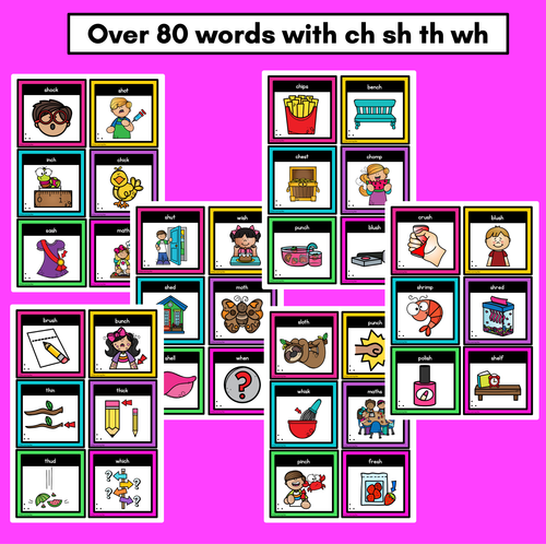 Resource preview 2 for CH SH TH WH Consonant Digraph Word Building Cards