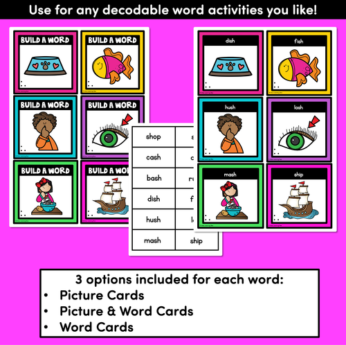 Resource preview 4 for CH SH TH WH Consonant Digraph Word Building Cards