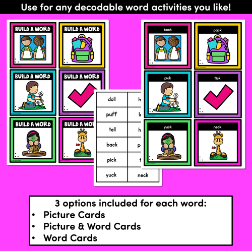 Resource preview 2 for LL SS FF ZZ CK Consonant Digraph Word Building Cards