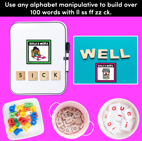 Resource preview 4 for LL SS FF ZZ CK Consonant Digraph Word Building Cards