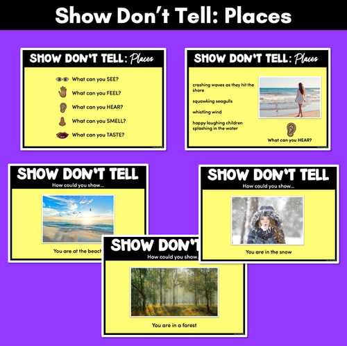 Resource preview 3 for Show Don't Tell Descriptive Writing & Vocabulary Lessons - PowerPoint Slides