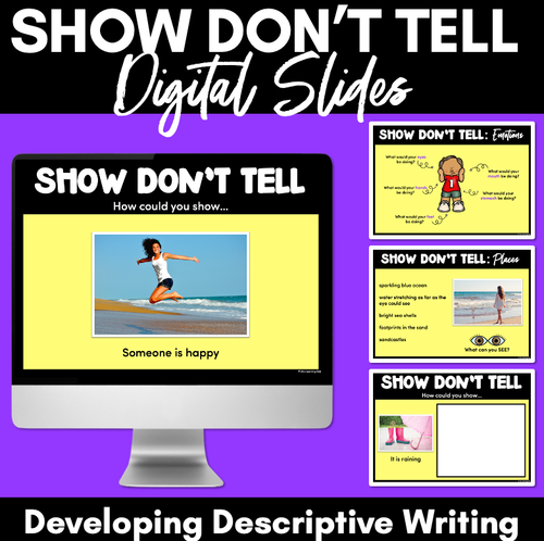 Resource preview 1 for Show Don't Tell Descriptive Writing & Vocabulary Lessons - PowerPoint Slides