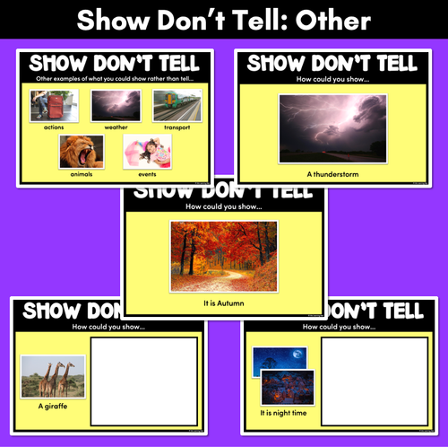 Resource preview 4 for Show Don't Tell Descriptive Writing & Vocabulary Lessons - PowerPoint Slides