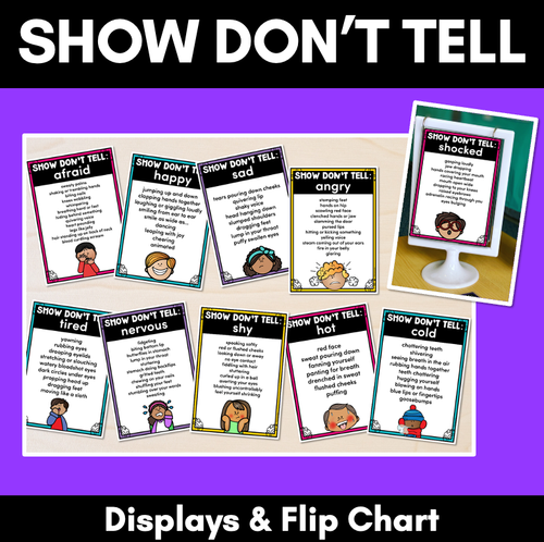 Resource preview 1 for Show Don't Tell Descriptive Writing & Vocabulary Displays, Posters & Flip Charts