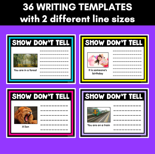 Resource preview 3 for Show Don't Tell Descriptive Writing & Vocabulary - Task Cards & Writing Templates