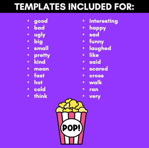 Resource preview 2 for Descriptive Writing Vocabulary Word Posters - WORDS THAT GO POP Display Charts