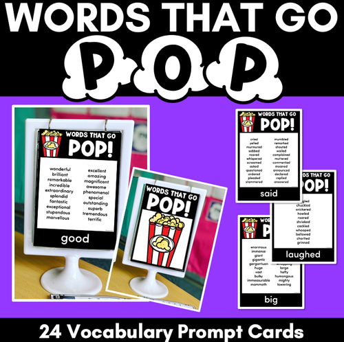 Resource preview 1 for Descriptive Writing Vocabulary Word Posters - WORDS THAT GO POP Display Charts