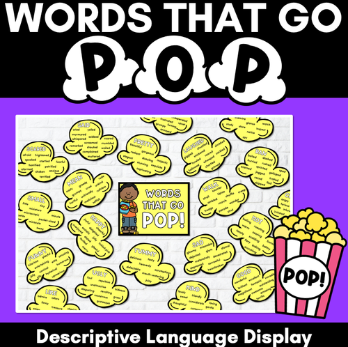 Resource preview 1 for Descriptive Writing Vocabulary Words - WORDS THAT GO POP Vocabulary Display