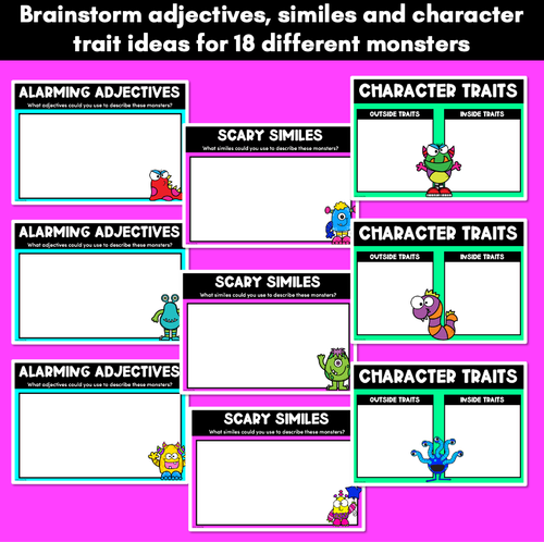 Resource preview 3 for Descriptive Writing and Vocabulary Templates - Monsters FREEBIE Slides