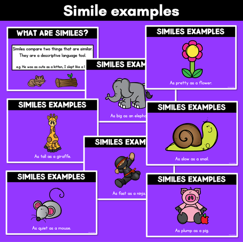 Resource preview 2 for Similes Prompt Vocabulary Slides for Descriptive & Figurative Language Lessons