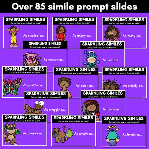 Resource preview 3 for Similes Prompt Vocabulary Slides for Descriptive & Figurative Language Lessons