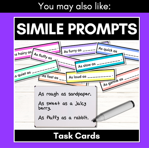 Resource preview 4 for Similes Prompt Vocabulary Slides for Descriptive & Figurative Language Lessons