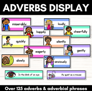 ADVERBS DISPLAY - Descriptive Writing Words and Vocabulary Word Wall Display